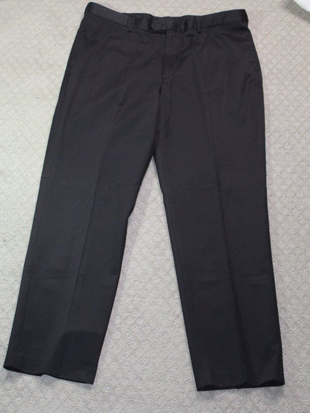 NWT Perry Ellis Portfolio Size 38x34 No Iron Premium Black Twill Flat Front Pant
